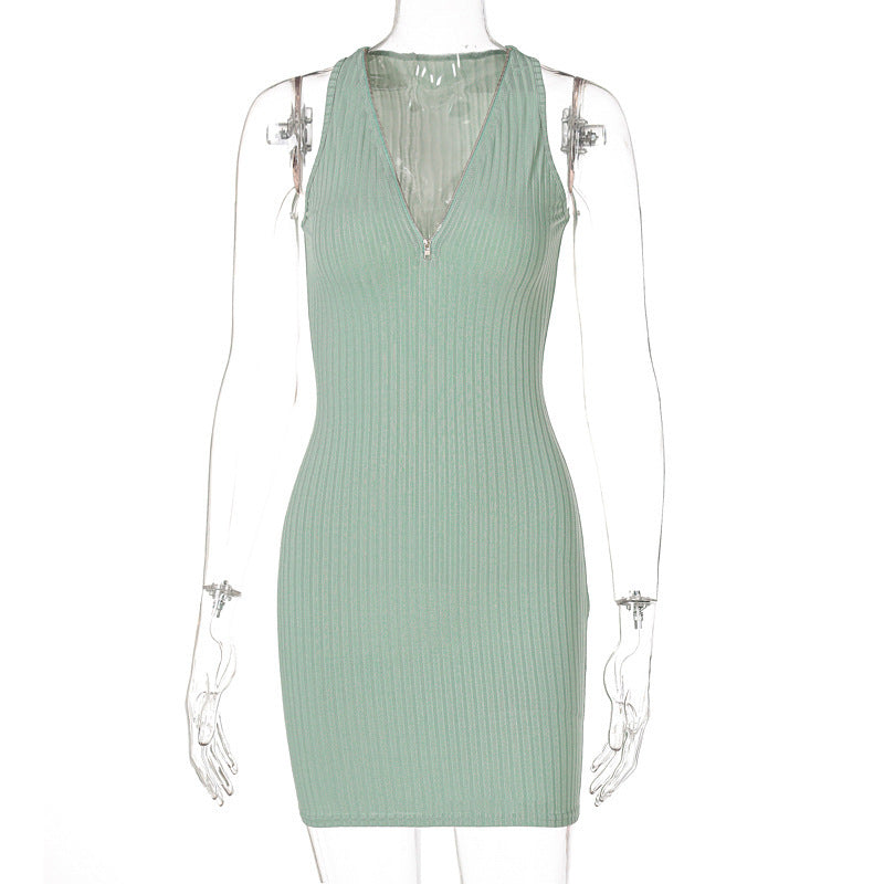 Women's Stripe Knitted Mini Dress: Sleeveless Styles LONDYN UPBRINGING
