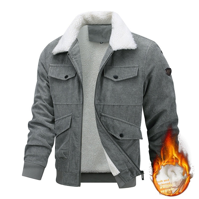 Men’s Winter Lapel Fleece Jacket – Thick Cotton Coat with Pockets for Warm & Stylish Cold-Weather Wear LONDYN UPBRINGING