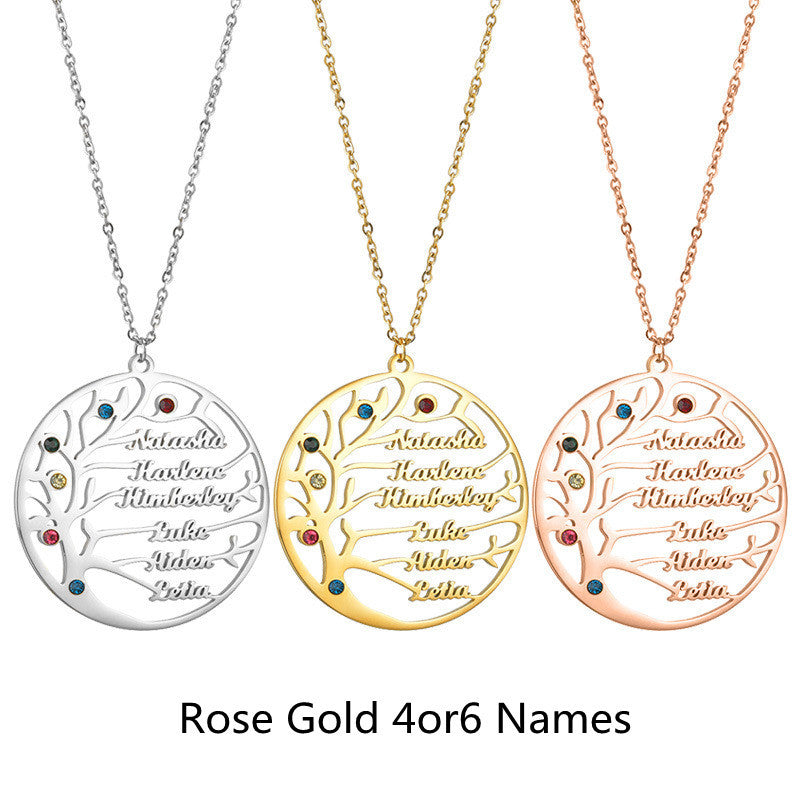 Personalized Golden Tree of Life Name Necklace | Custom Stainless Steel Family Gift LONDYN UPBRINGING