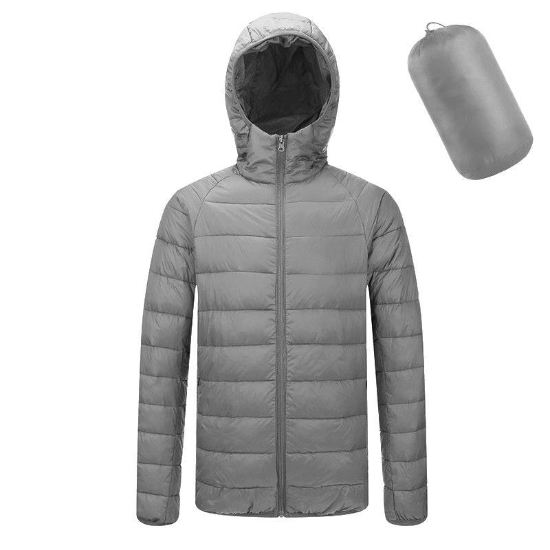 Men’s Lightweight Hooded Winter Jacket – Warm Solid Color Zipper Coat for Fashionable & Portable Outerwear LONDYN UPBRINGING