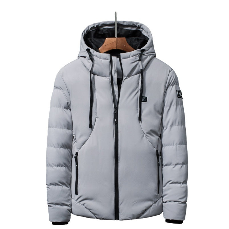 Unisex USB Heated Down Jacket – Smart Electric Cotton Coat with Hood for Winter Outdoor, Hiking & Ski Wear (Up to 7XL) LONDYN UPBRINGING