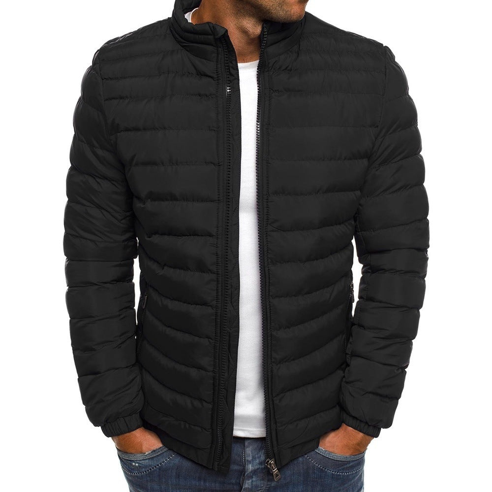 Men’s Cotton Padded Jacket – Thick Zipper Overcoat with Pockets for Coldproof Autumn & Outdoor Wear LONDYN UPBRINGING