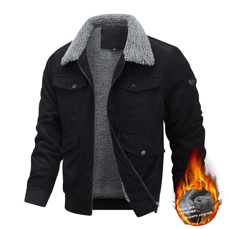 Men’s Winter Lapel Fleece Jacket – Thick Cotton Coat with Pockets for Warm & Stylish Cold-Weather Wear LONDYN UPBRINGING