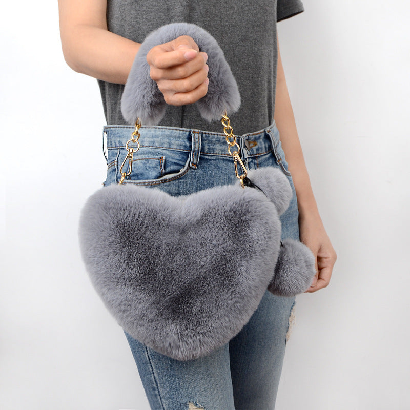 Women’s Love Plush Handbag – Soft Furry Shoulder Bag for Valentine’s Day & Party Outfits LONDYN UPBRINGING