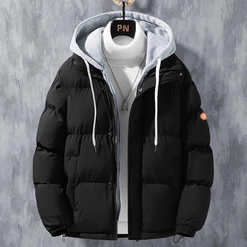 Men’s Hooded Winter Jacket – Windproof Thickened Fake Two-Piece Cotton Coat for Casual Sports & Outdoor Wear LONDYN UPBRINGING