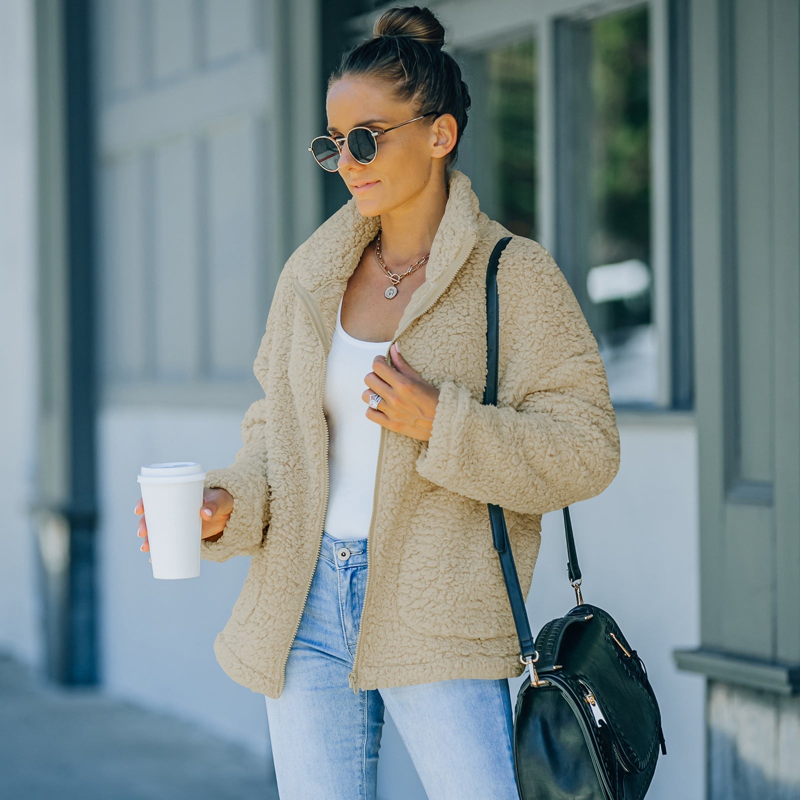Women's Sherpa Fleece Lined Jacket – Fashionable & Warm Plush Winter Coat LONDYN UPBRINGING