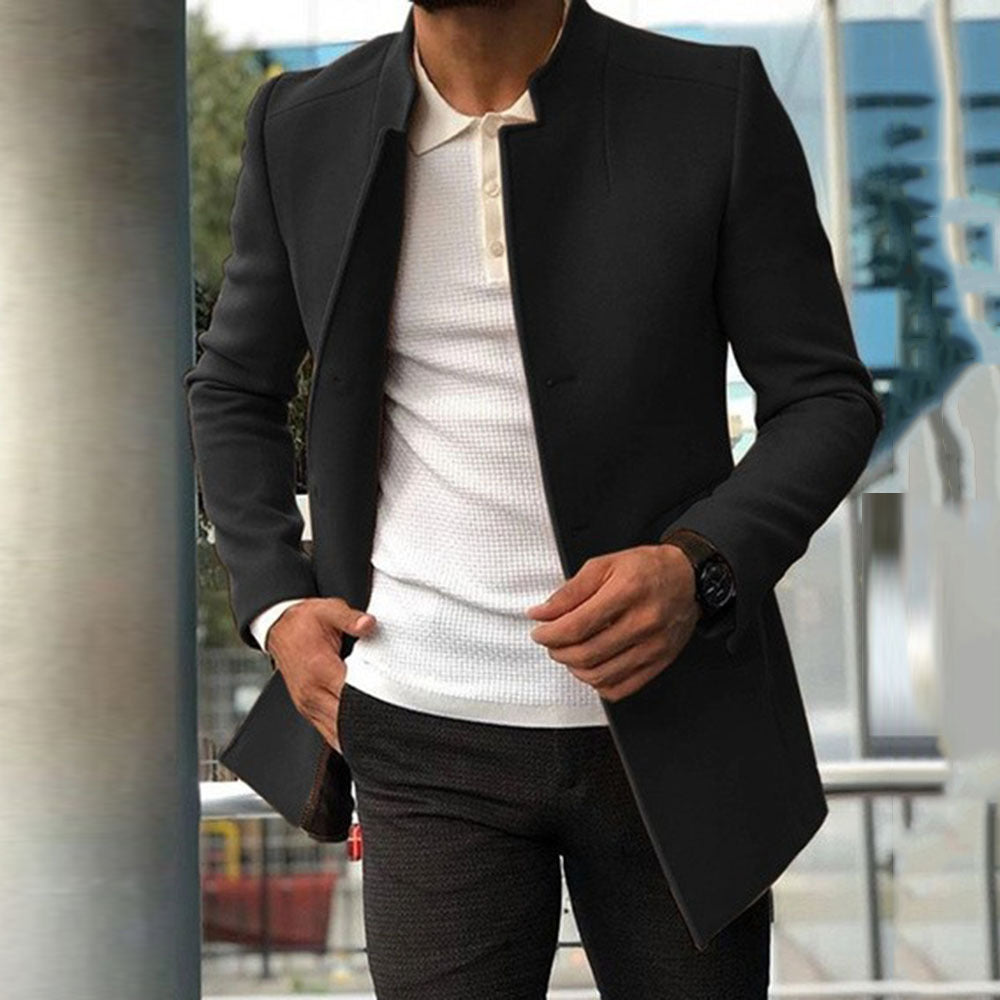 Men’s Slim Fit Business Coat – Fashion Single-Breasted Solid Color Jacket for Fall & Winter Wear LONDYN UPBRINGING