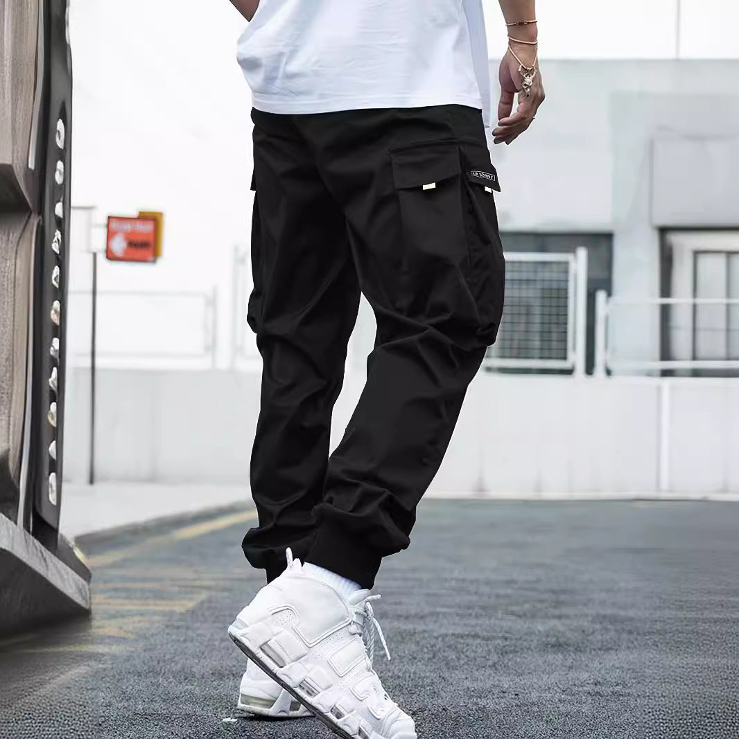 Men’s Multi-Pocket Cargo Pants – Casual Hip-Hop Drawstring Trousers for Outdoor & Streetwear Style LONDYN UPBRINGING