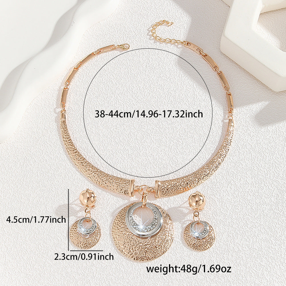 Metal Circle Necklace And Earrings Suite Women LONDYN UPBRINGING