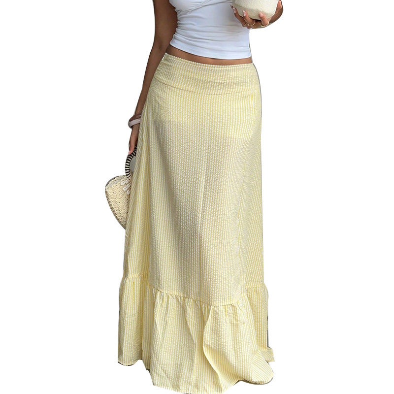 Women's Solid Color Umbrella Skirt | High-Waist Woven A-Line Midi Skirt LONDYN UPBRINGING