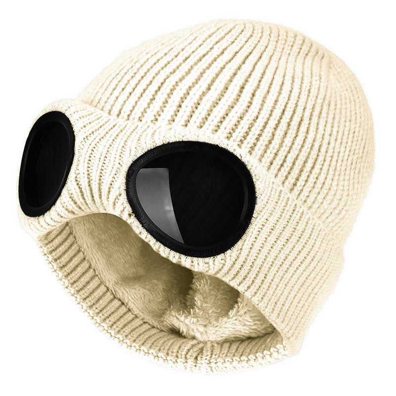 Unisex Knit Beanie with Built-in Windproof Goggles | Warm Wool Ear Protection Cap LONDYN UPBRINGING