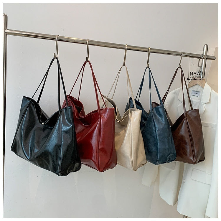Vintage-Style Leather Tote Bag | Women's Large Capacity Casual Shoulder Bag LONDYN UPBRINGING