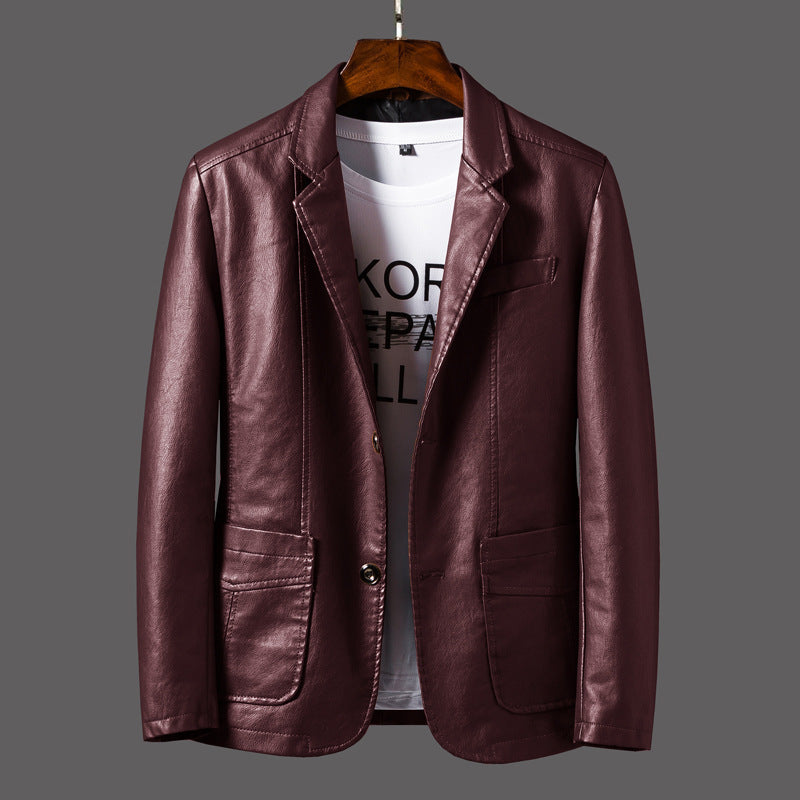Men’s Leather Lapel Jacket – Thin Autumn & Winter Coat for Stylish Casual Wear LONDYN UPBRINGING