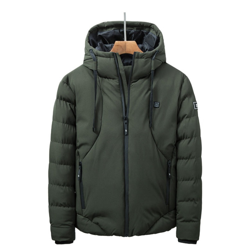 Unisex USB Heated Down Jacket – Smart Electric Cotton Coat with Hood for Winter Outdoor, Hiking & Ski Wear (Up to 7XL) LONDYN UPBRINGING