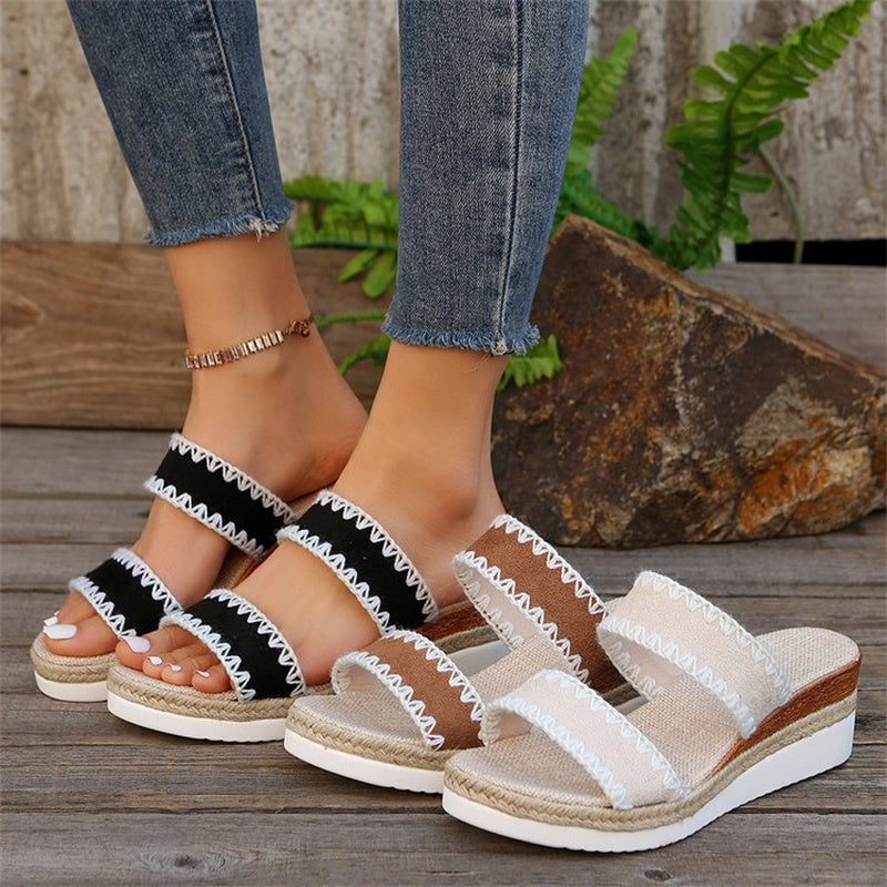 Women's Hemp Rope Wedge Sandals | Woven Strappy Summer Slippers LONDYN UPBRINGING