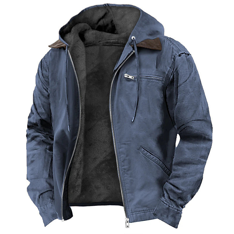 Men’s Winter Hooded Fleece Jacket – Warm Zip-Up Coat with Pockets for Casual Outdoor Comfort LONDYN UPBRINGING