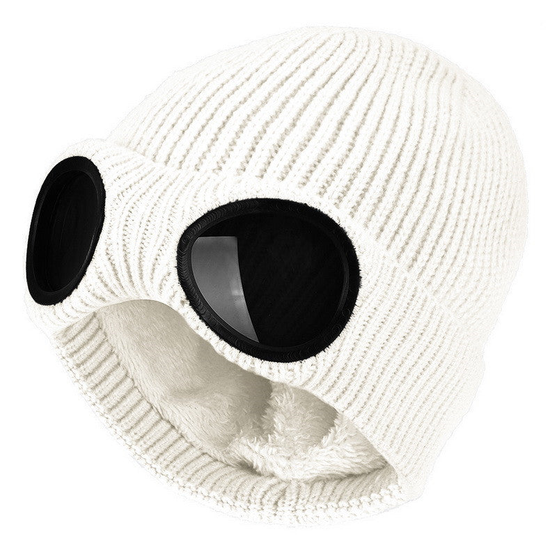 Unisex Knit Beanie with Built-in Windproof Goggles | Warm Wool Ear Protection Cap LONDYN UPBRINGING