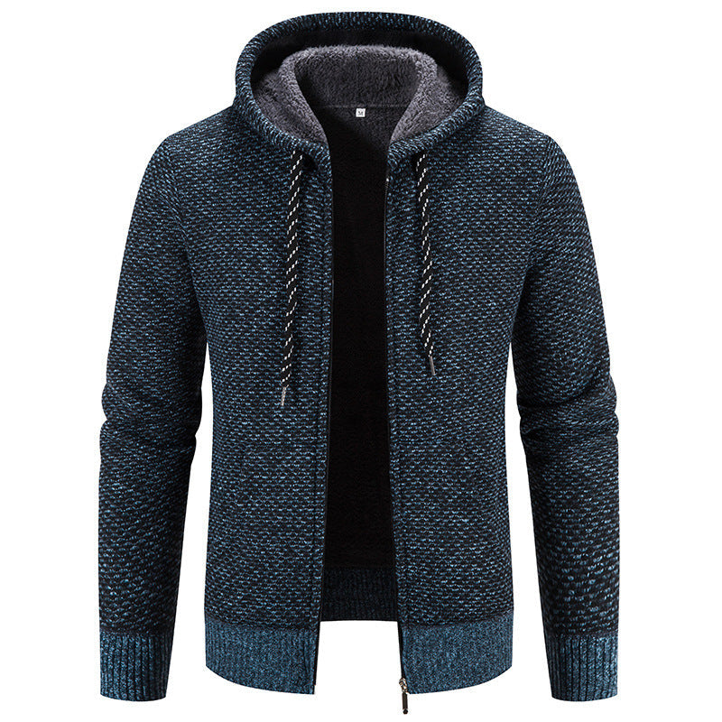 Men’s Winter Plush Hoodie Coat – Thick Warm Zipper Jacket with Drawstring Hood for Cozy Casual Daily Wear LONDYN UPBRINGING