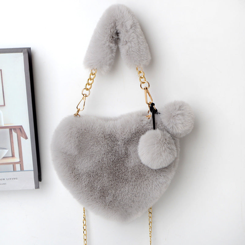 Women’s Love Plush Handbag – Soft Furry Shoulder Bag for Valentine’s Day & Party Outfits LONDYN UPBRINGING