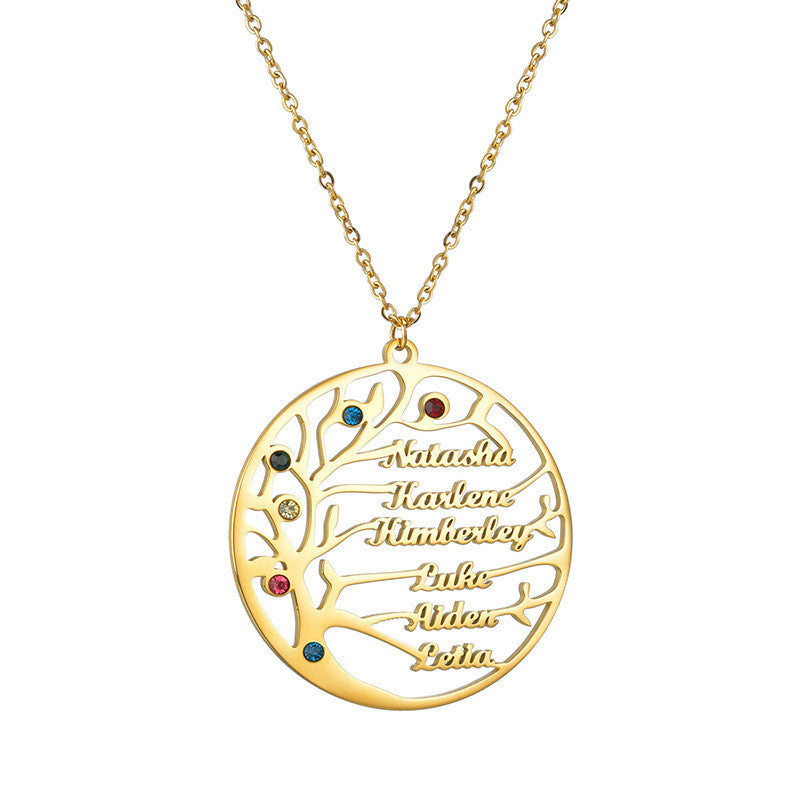 Personalized Golden Tree of Life Name Necklace | Custom Stainless Steel Family Gift LONDYN UPBRINGING