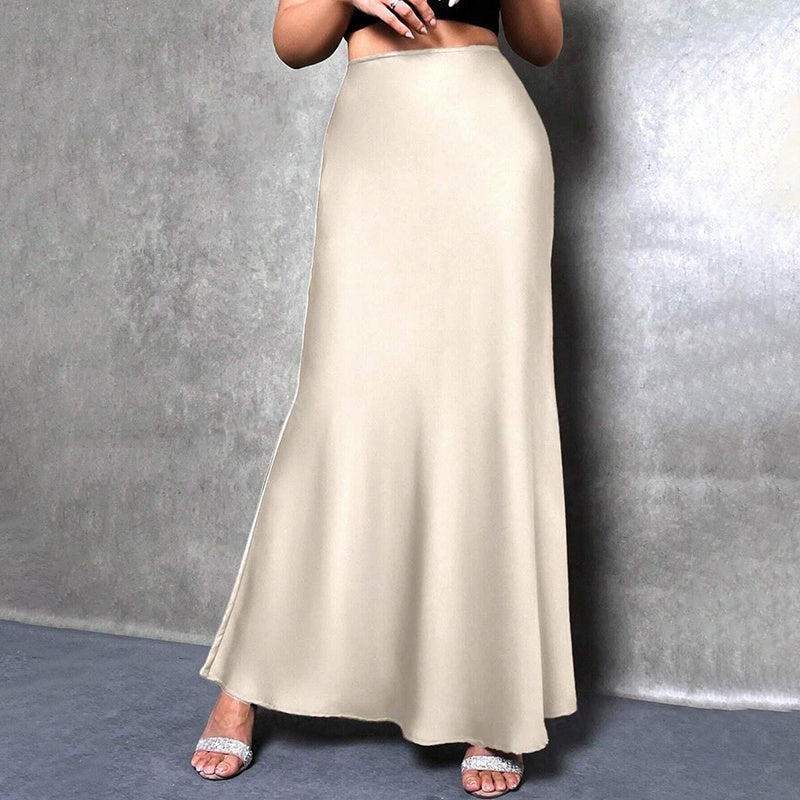 Elegant Satin Flared Midi/Maxi Skirt for Women: High Waist Cocktail & Wedding Guest Attire LONDYN UPBRINGING