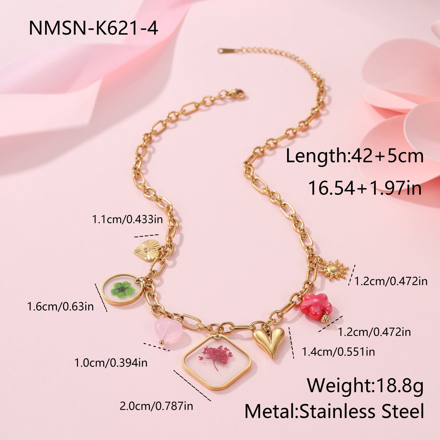 Tarnish-Free Stainless Steel Epoxy Flower Pendant Necklace | European Fashion Resin Floral Jewelry LONDYN UPBRINGING