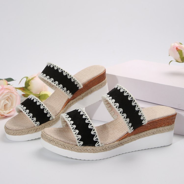 Women's Hemp Rope Wedge Sandals | Woven Strappy Summer Slippers LONDYN UPBRINGING