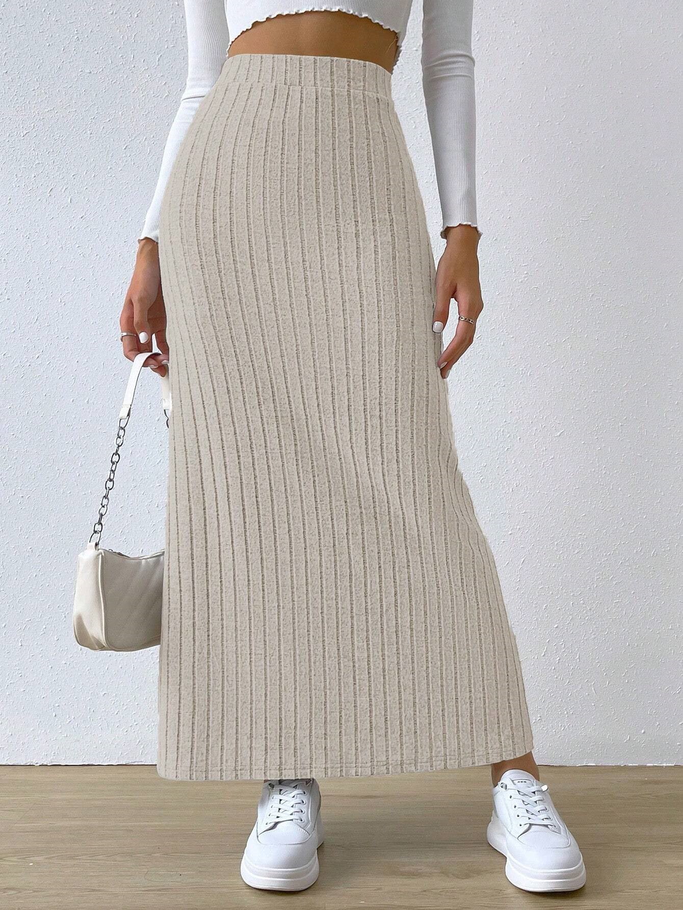 Knitted Maxi Skirt for Women | Spring High-Waist with Side Slit LONDYN UPBRINGING