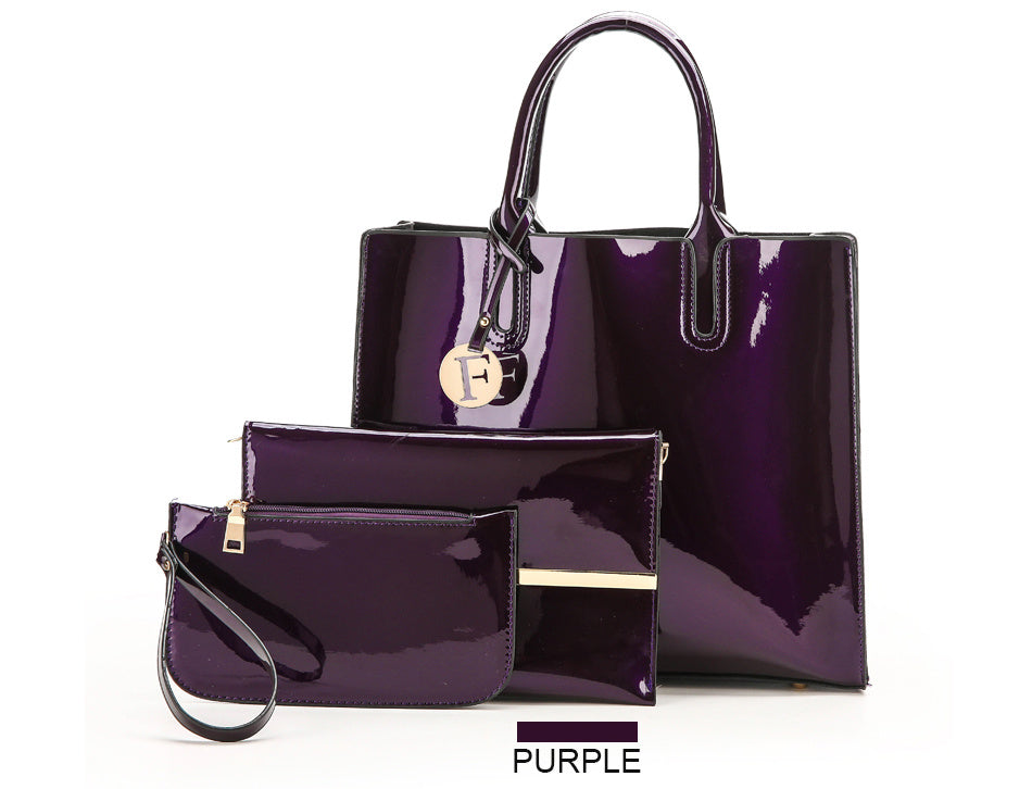 3-Piece Shiny Leather Handbag Set for Women – Stylish Tote, Shoulder & Crossbody Bags LONDYN UPBRINGING