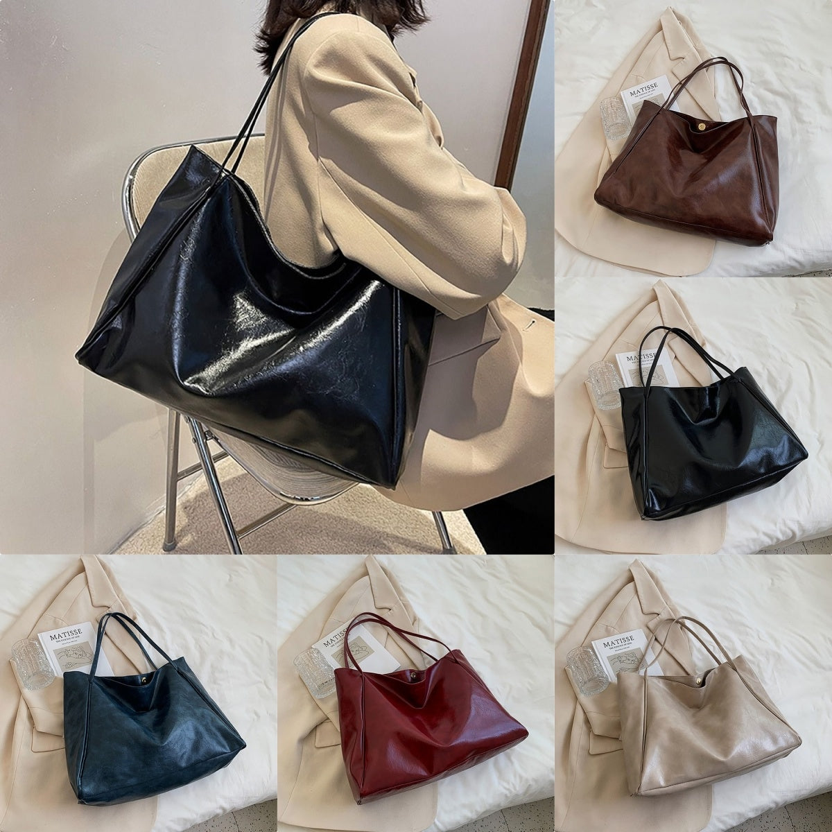 Vintage-Style Leather Tote Bag | Women's Large Capacity Casual Shoulder Bag LONDYN UPBRINGING