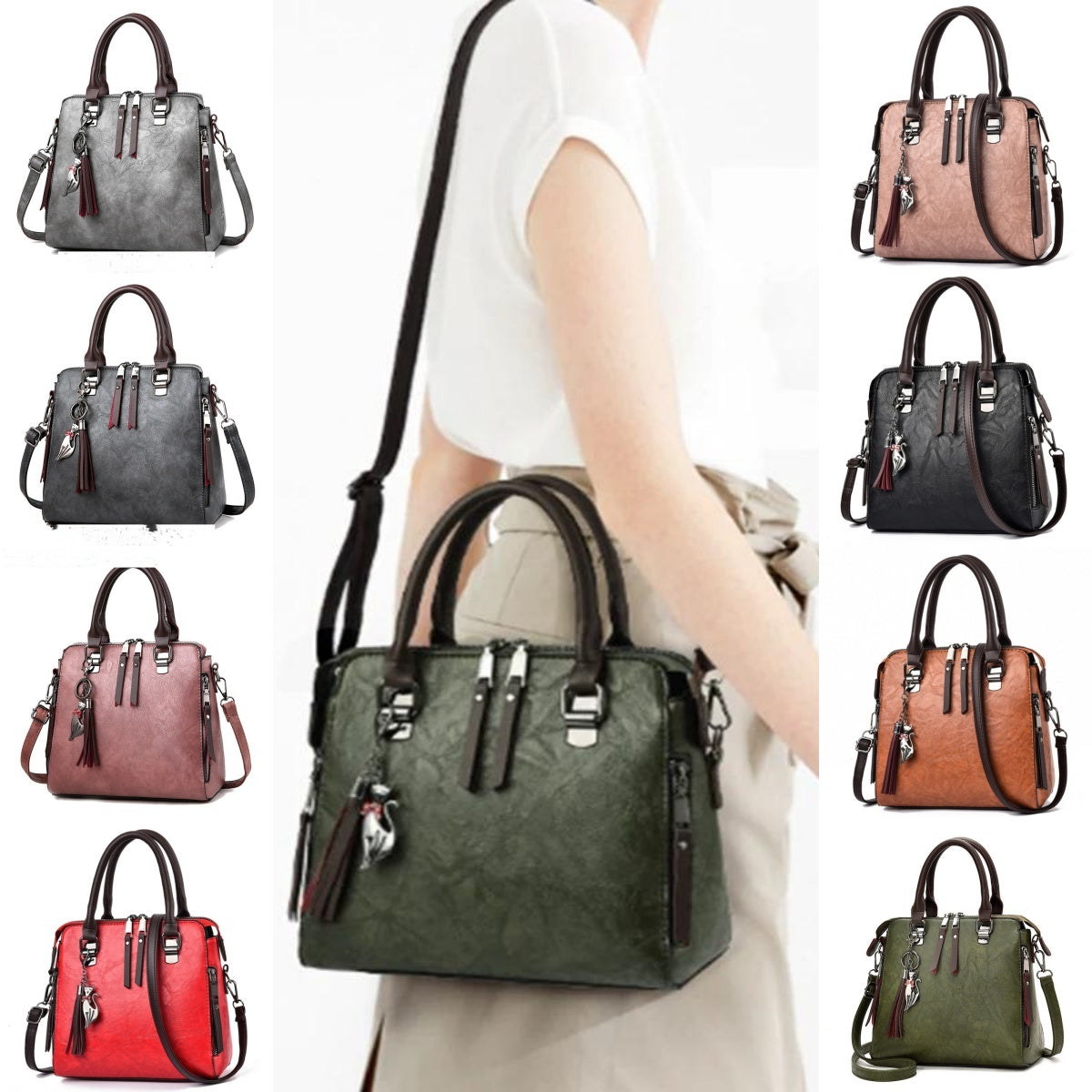 Vintage PU Leather Handbag for Women – Luxury Large Capacity Tote with Tassel & Top Handle Shoulder Bag LONDYN UPBRINGING