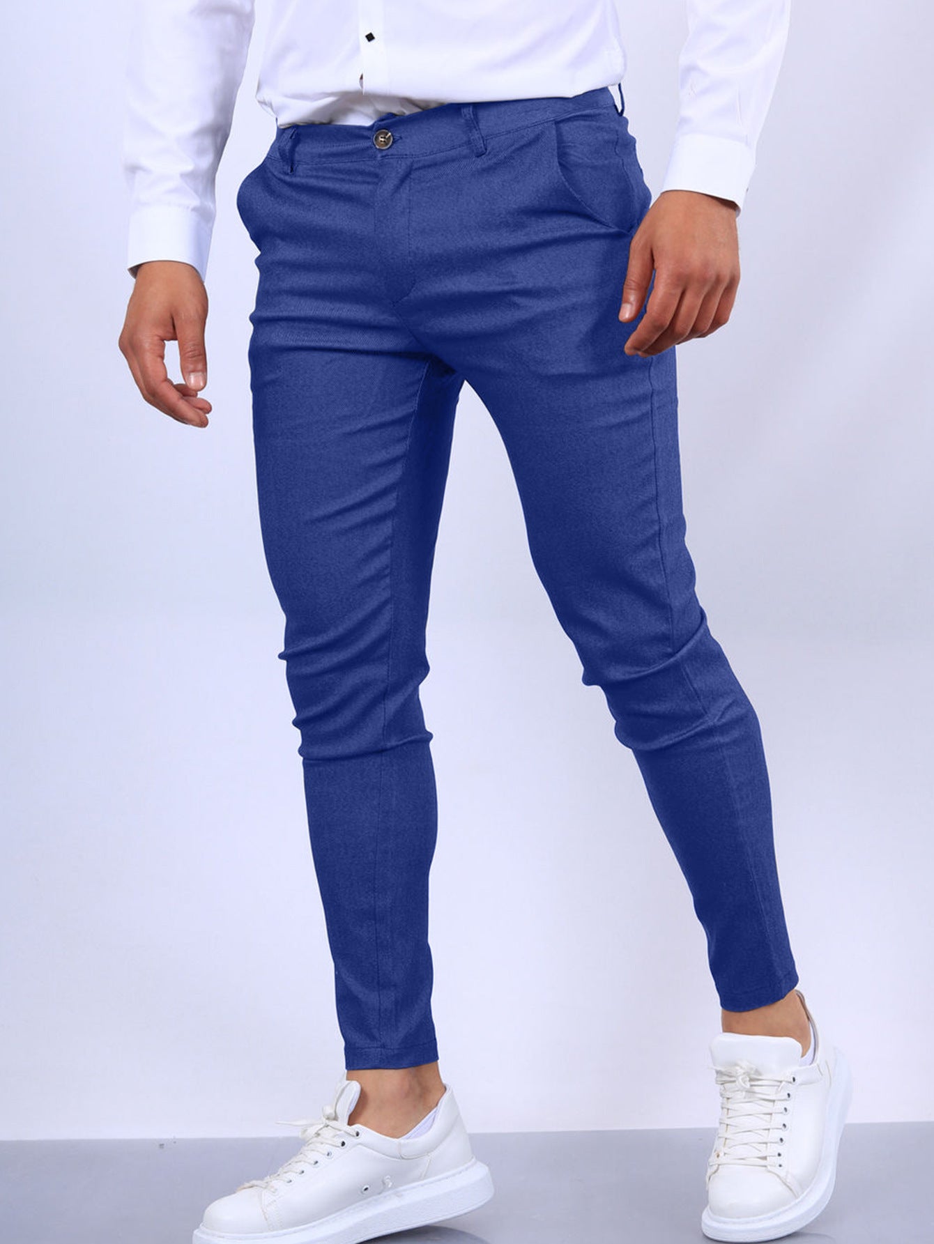 Men’s Slim Button Trousers – Fashion Solid Long Pencil Pants for Office & Casual Wear LONDYN UPBRINGING