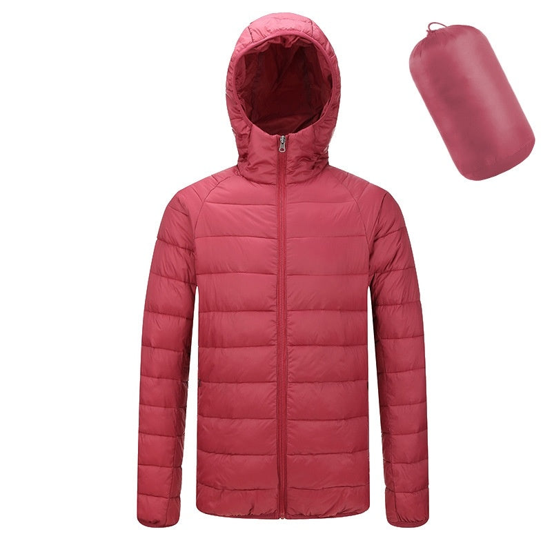 Men’s Lightweight Hooded Winter Jacket – Warm Solid Color Zipper Coat for Fashionable & Portable Outerwear LONDYN UPBRINGING