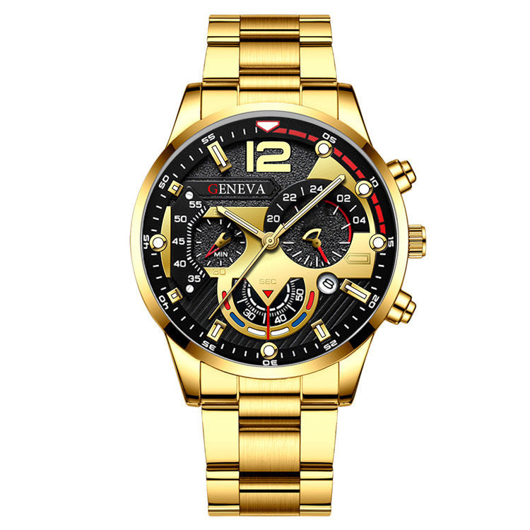2PCS Men’s Quartz Watch & Bracelet Set – Steel Strip Fashion Business Watches, Perfect Valentine’s Gift LONDYN UPBRINGING