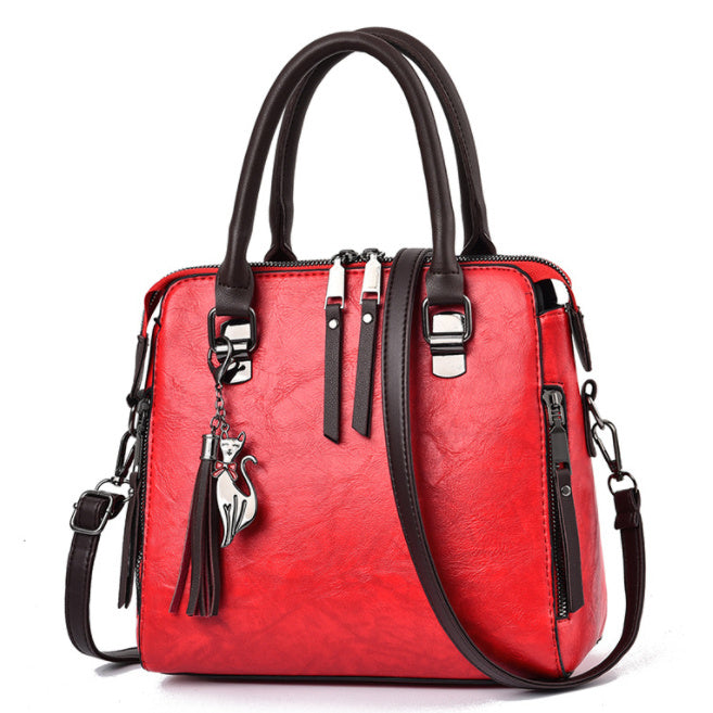 Vintage PU Leather Handbag for Women – Luxury Large Capacity Tote with Tassel & Top Handle Shoulder Bag LONDYN UPBRINGING