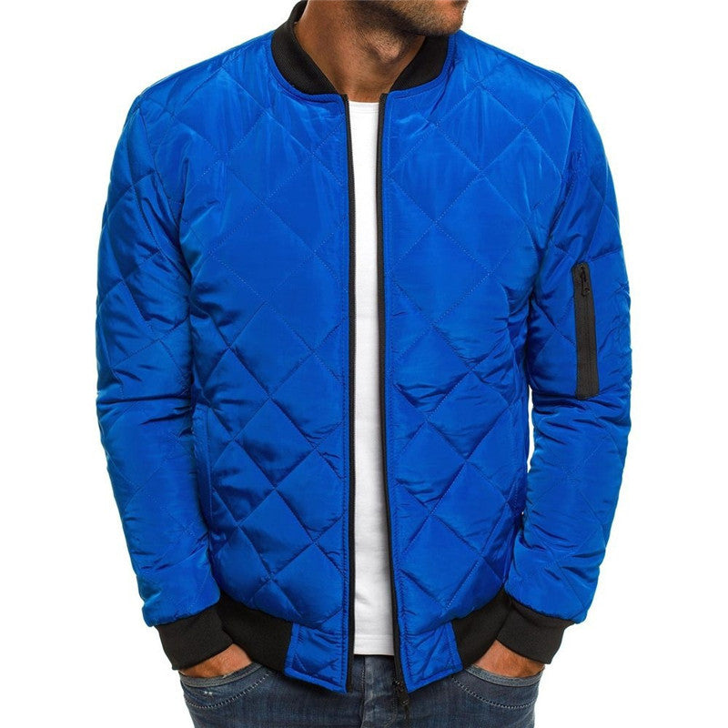 Solid Color Coat Winter Stand Collar Jacket For Men Fashion Rhombus Sewing Design Coat Casual Business Clothing LONDYN UPBRINGING
