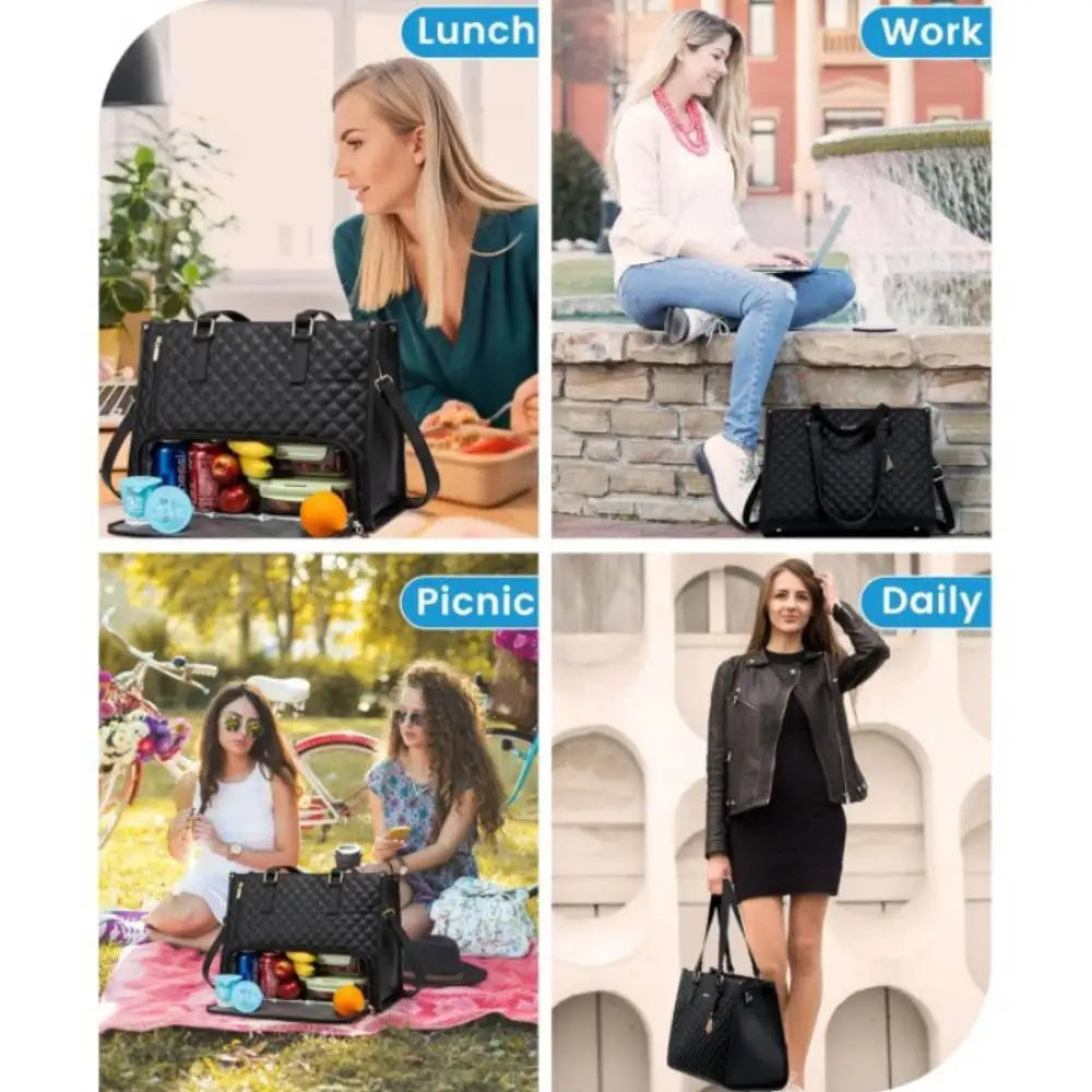 Women’s Insulated Lunch Bag – Leak-Proof Large Purse & Convenient Commuter Tote with Diagonal Strap and Computer Storage LONDYN UPBRINGING