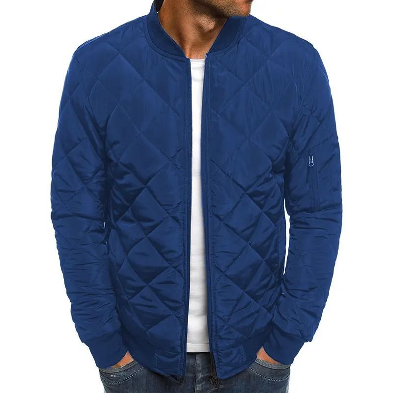 Solid Color Coat Winter Stand Collar Jacket For Men Fashion Rhombus Sewing Design Coat Casual Business Clothing LONDYN UPBRINGING