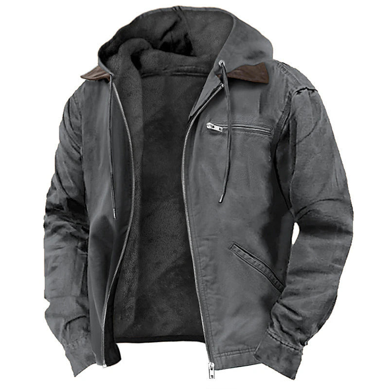 Men’s Winter Hooded Fleece Jacket – Warm Zip-Up Coat with Pockets for Casual Outdoor Comfort LONDYN UPBRINGING