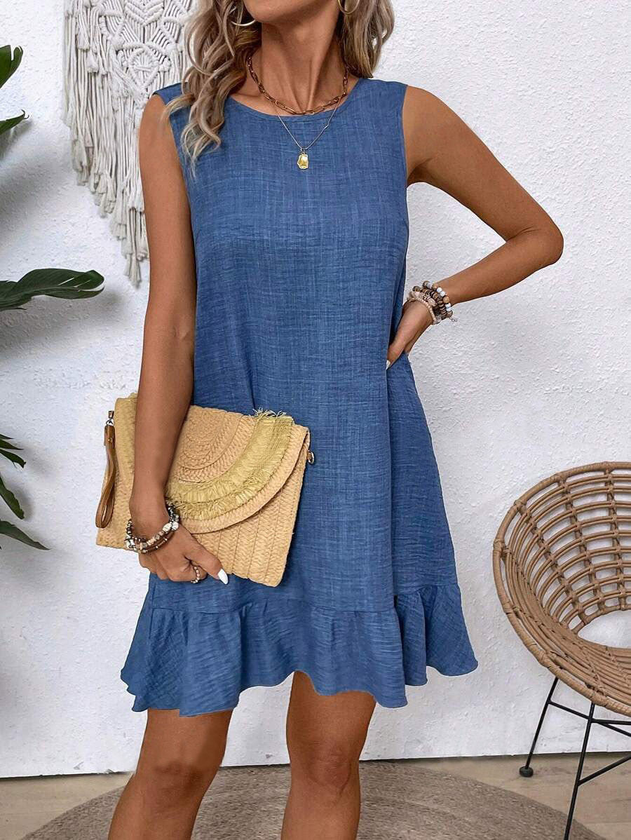 Women's Summer Ruffle Dress: Loose, Sleeveless Straight Beach Style LONDYN UPBRINGING