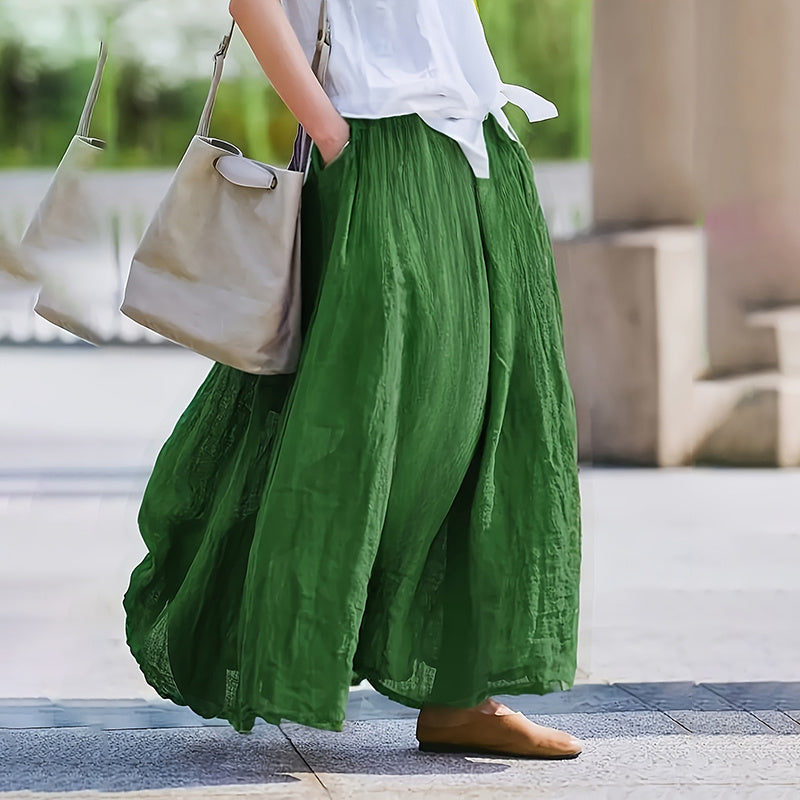 Bohemian Flowy Maxi Skirt for Women: High Waist A-Line Long Skirt with Pockets LONDYN UPBRINGING