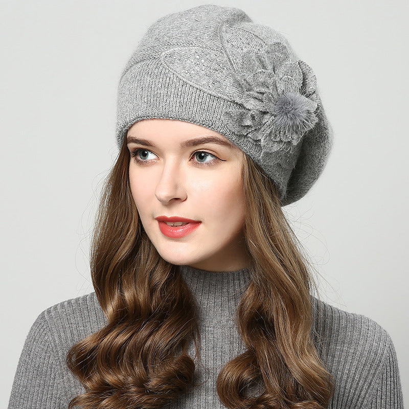 Luxury Rabbit Fur Blend Knitted Beanie for Women | Warm Winter Wool Hat LONDYN UPBRINGING