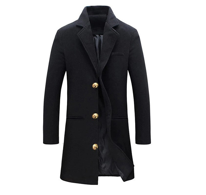 Men’s Winter Lapel Trench Coat – Single-Breasted Jacket with Pockets for Casual Outerwear & Stylish Comfort LONDYN UPBRINGING