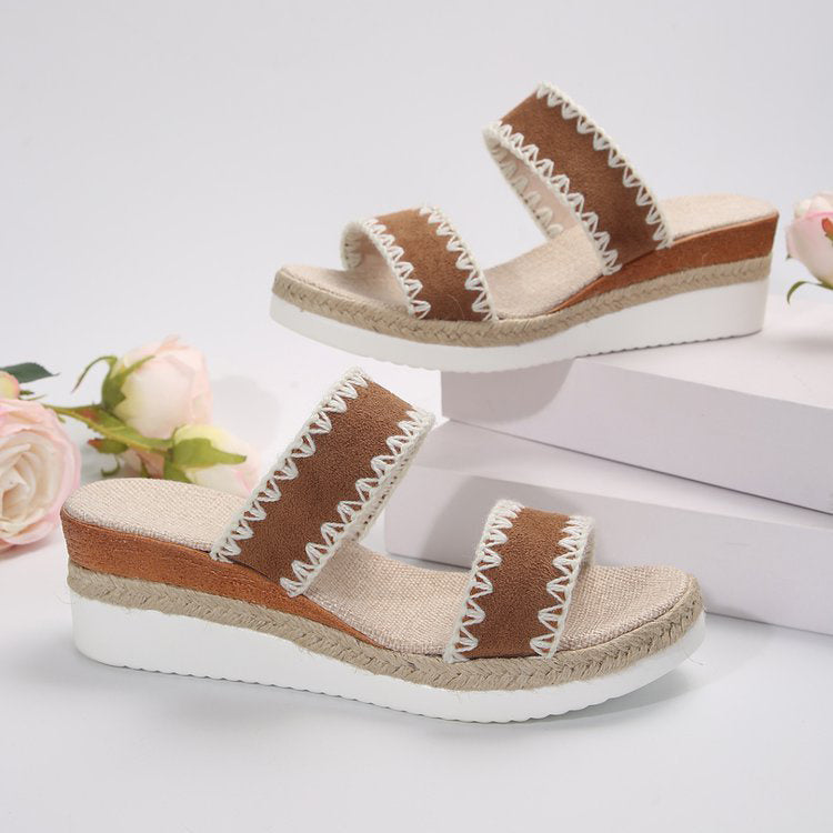 Women's Hemp Rope Wedge Sandals | Woven Strappy Summer Slippers LONDYN UPBRINGING