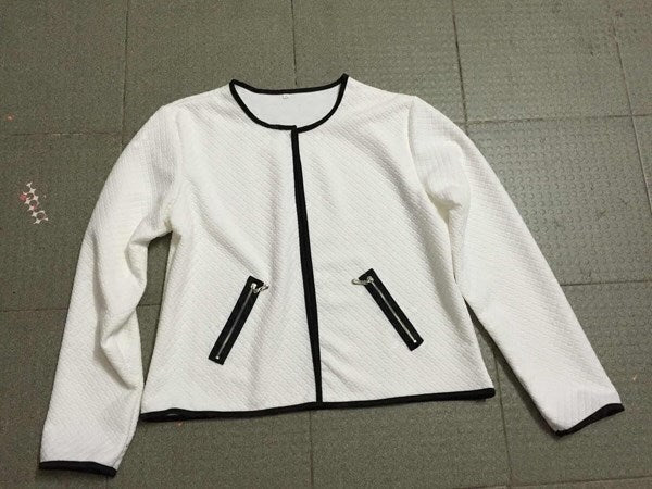 Plus Size White Zip-Up Short Jacket for Women - Lightweight Casual Coat LONDYN UPBRINGING