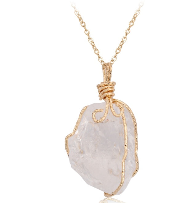 Natural Stone Pendant Necklace | Raw Irregular Crystal Rough Jewelry for Women LONDYN UPBRINGING