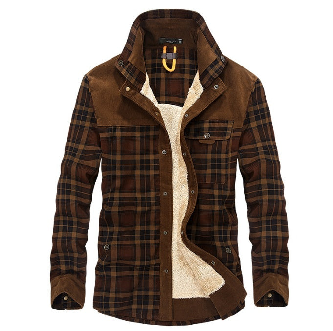 Men’s Thicken Winter Jacket – Warm Fleece & Cotton Plaid Coat for Outdoor Comfort & Military-Style Fashion LONDYN UPBRINGING