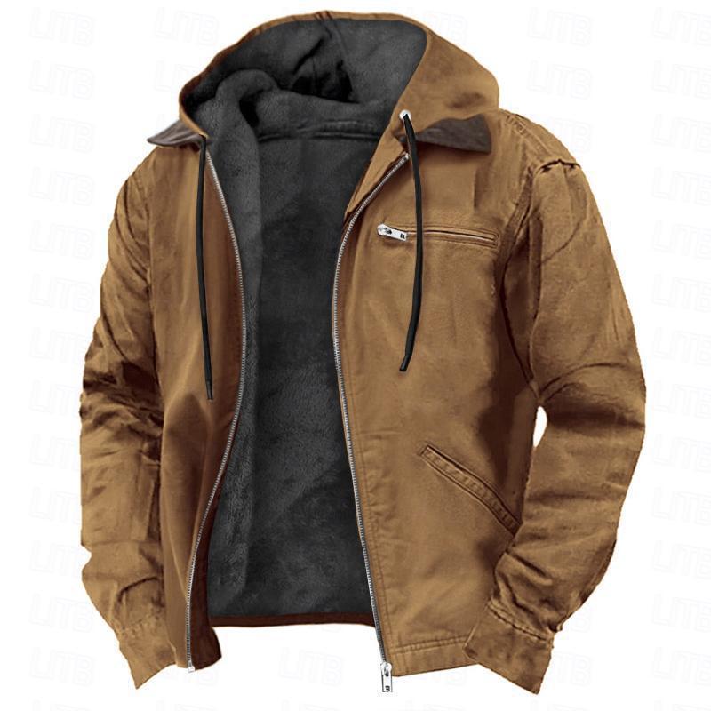 Men’s Winter Hooded Fleece Jacket – Warm Zip-Up Coat with Pockets for Casual Outdoor Comfort LONDYN UPBRINGING