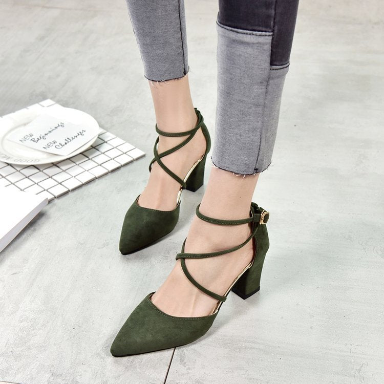 Korean Fashion Pointed Toe Buckle Strap High Heel Sandals: K-Style Ankle Strap Stiletto LONDYN UPBRINGING