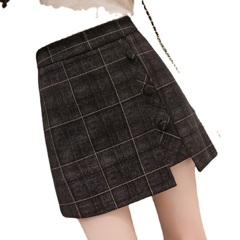 Plaid Woolen Irregular Mini Skirt for Women – High Waist Winter Short Skirt LONDYN UPBRINGING